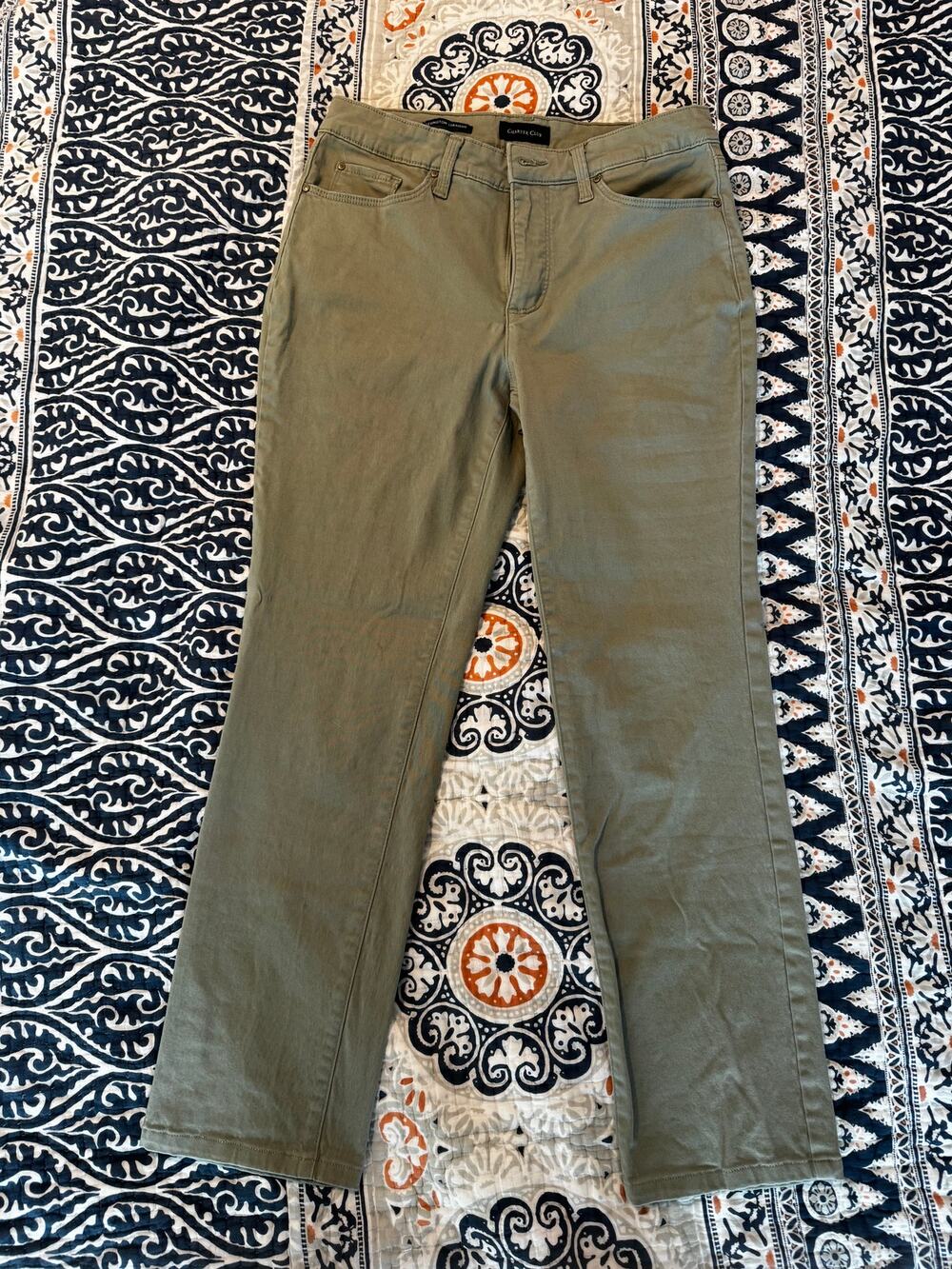 Charter Club Lexington Straight Jeans Olive Green Sz 10